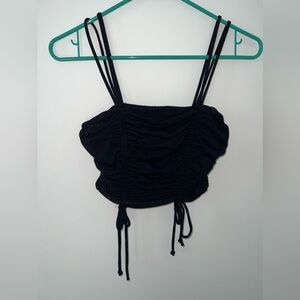 Black, ruffle going out top!